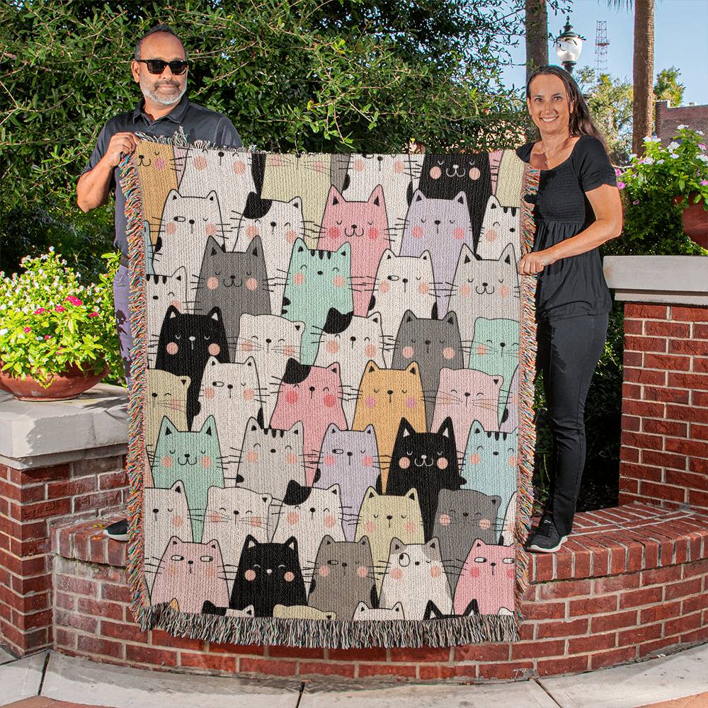 Cat Woven Throw Blanket