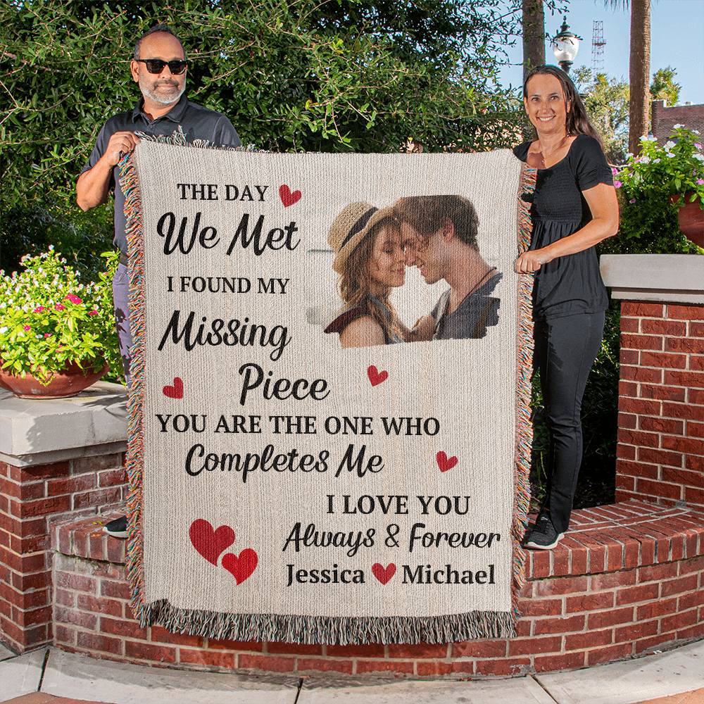 Found My Missing Piece Woven Throw Blanket for Couples