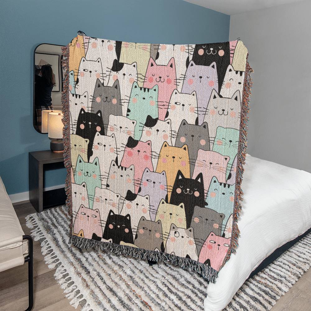 Cat Woven Throw Blanket