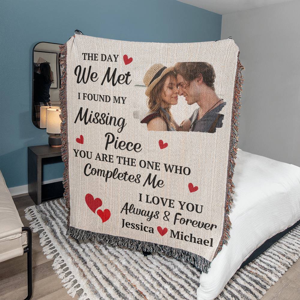 Found My Missing Piece Woven Throw Blanket for Couples