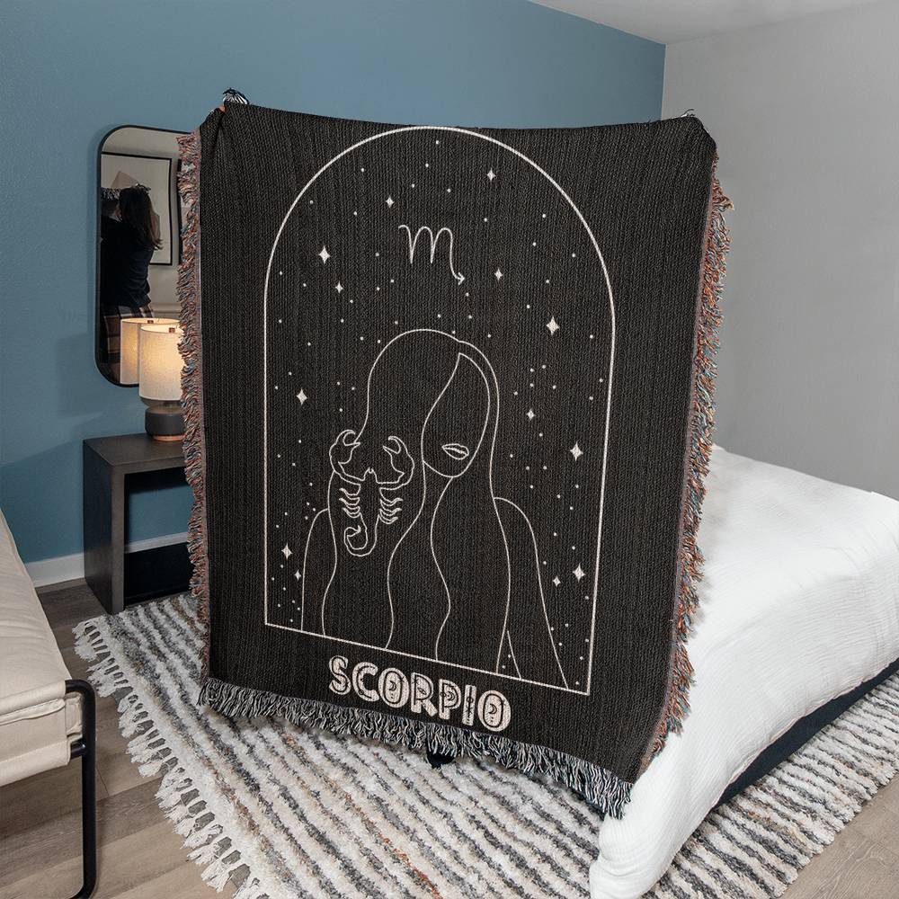 Scorpio Astrology Woven Throw Blanket