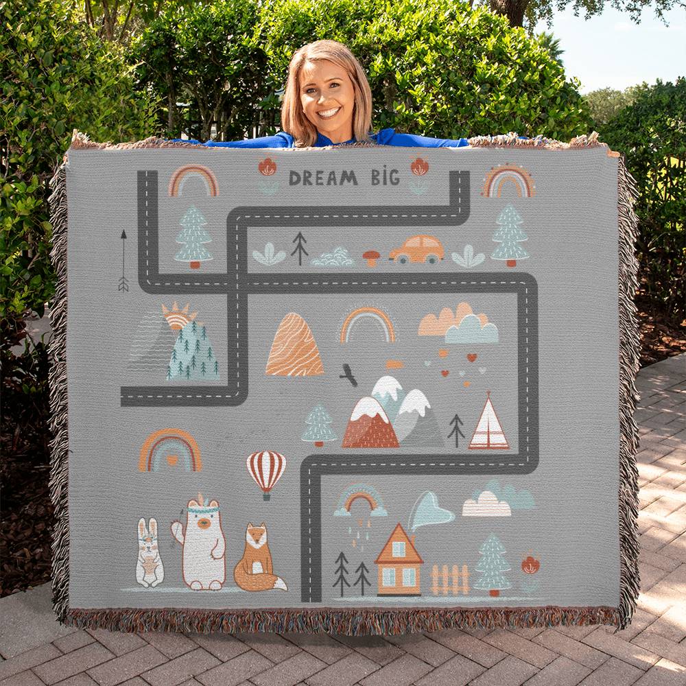 Dream Big Woven Tapestry, Bedroom Decor, Throw Blanket, Toddler Room, Woven Wall Hanging