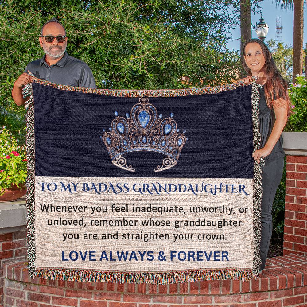 To My Badass Granddaughter Heirloom Woven Throw Blanket