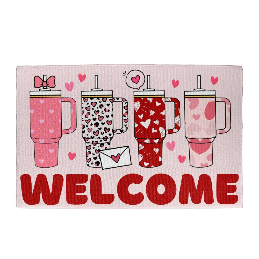 Valentine's Tumbler Welcome Mat