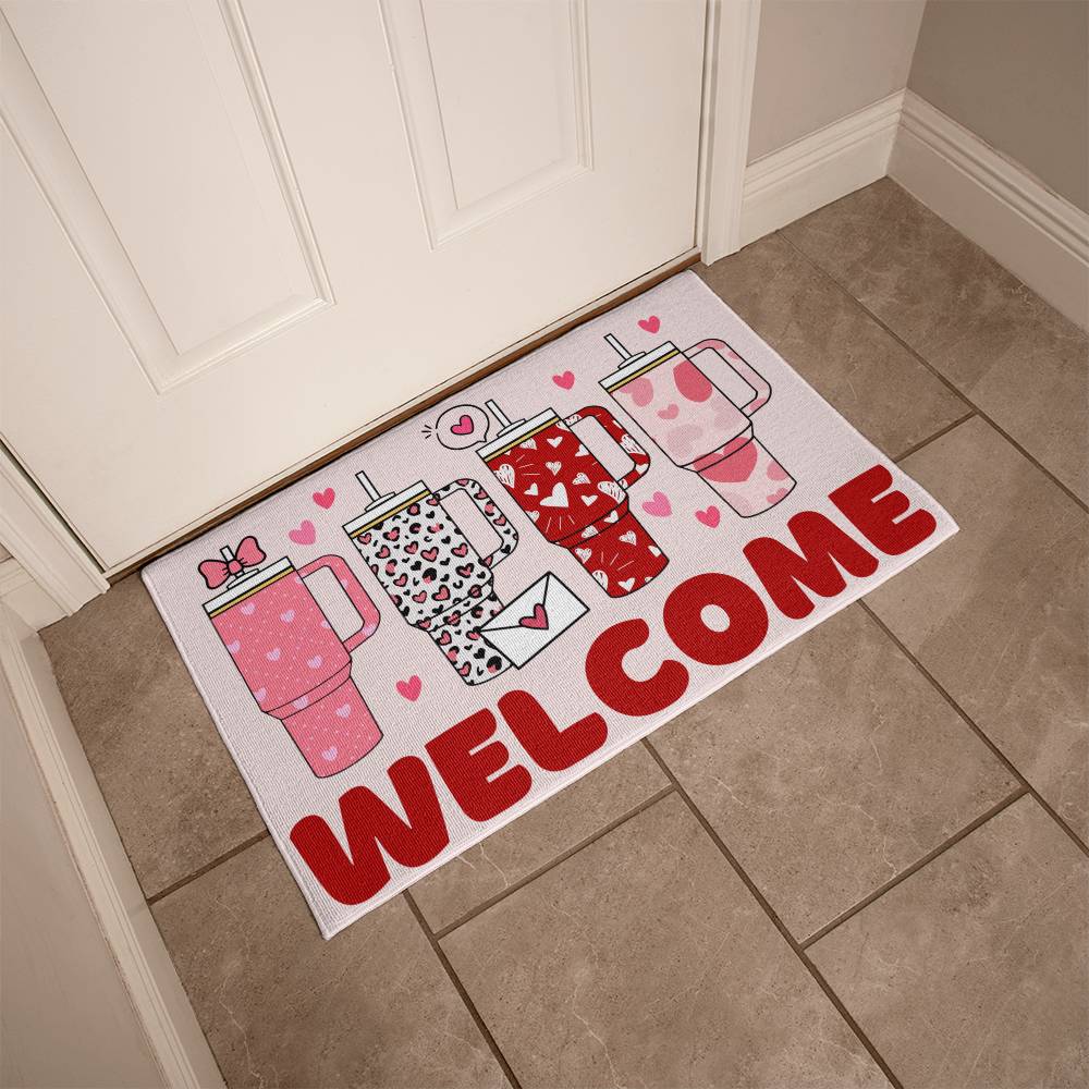 Valentine's Tumbler Welcome Mat