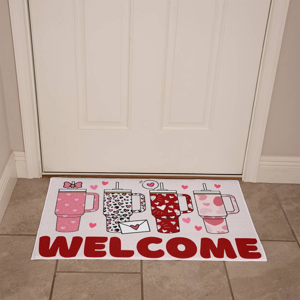 Valentine's Tumbler Welcome Mat