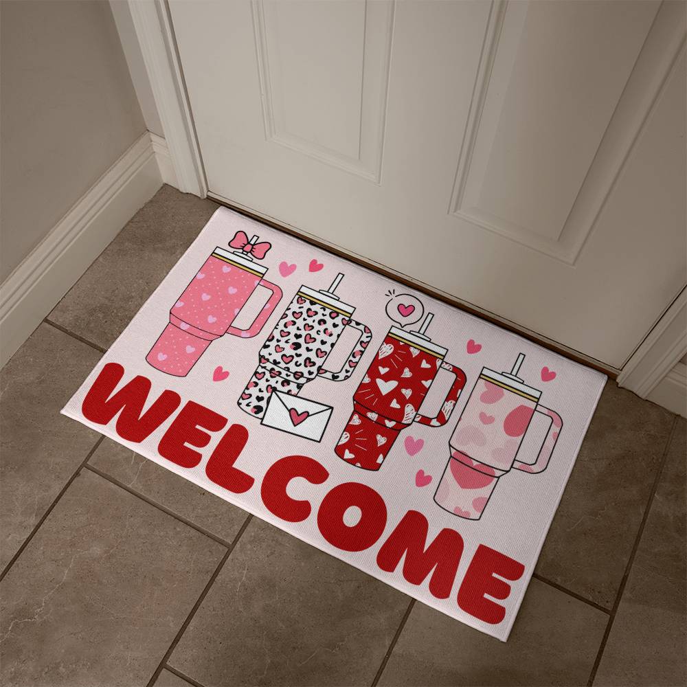 Valentine's Tumbler Welcome Mat
