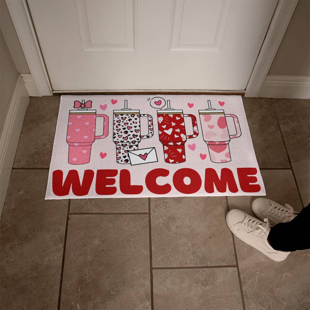 Valentine's Tumbler Welcome Mat