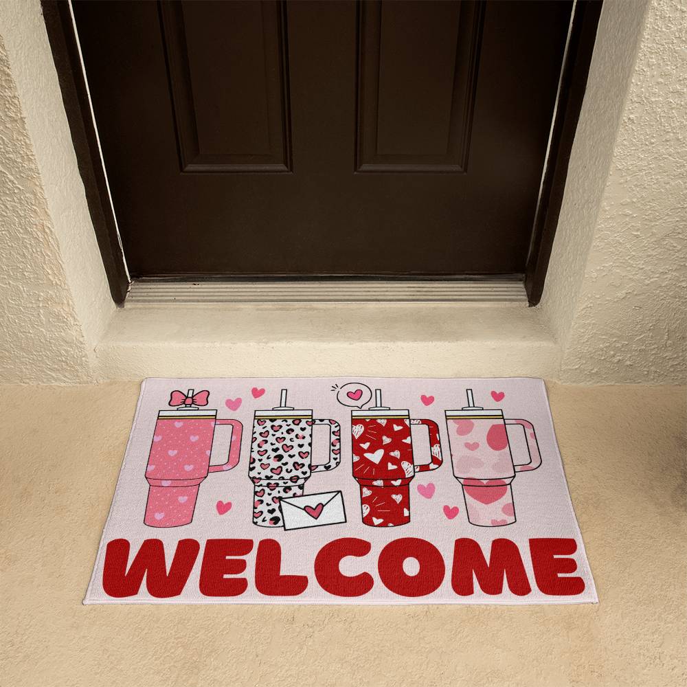Valentine's Tumbler Welcome Mat