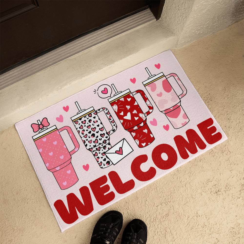 Valentine's Tumbler Welcome Mat