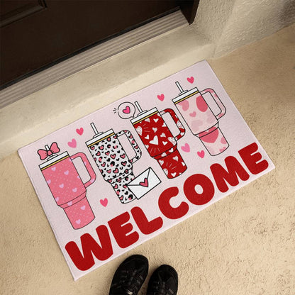 Valentine's Tumbler Welcome Mat