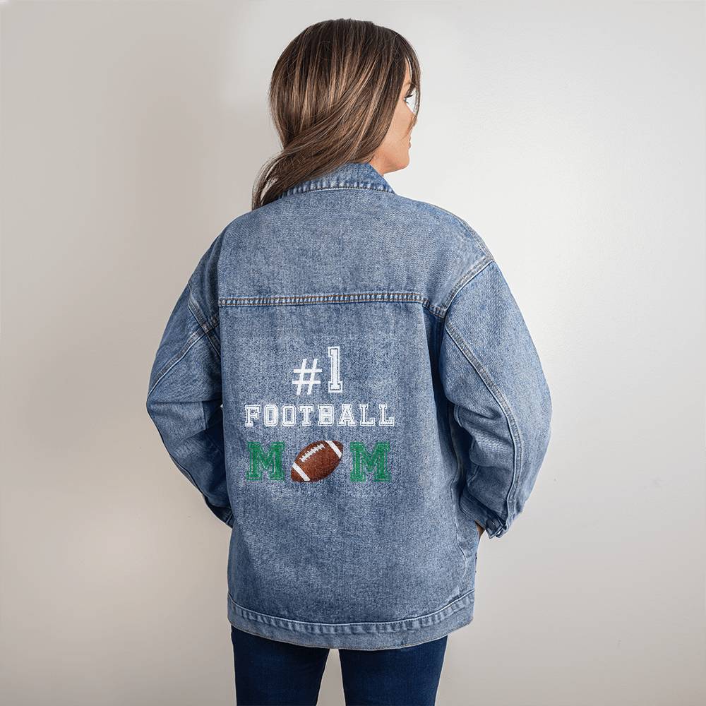 Football Mom Oversized Denim Jacket