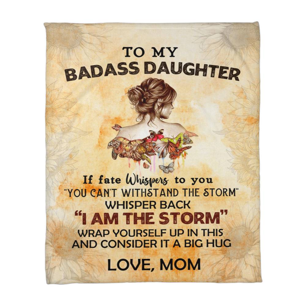 To My Badass Daughter Coral Fleece Blanket 3:4
