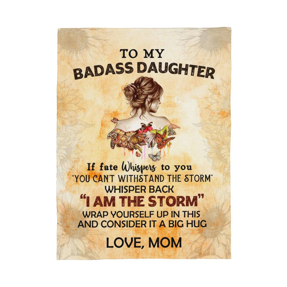 To My Badass Daughter Coral Fleece Blanket 3:4