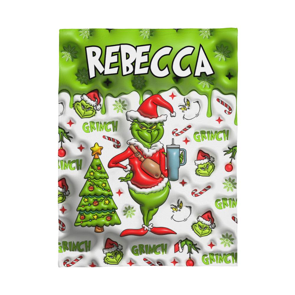 Custom Name Grinch Blanket Coral Fleece