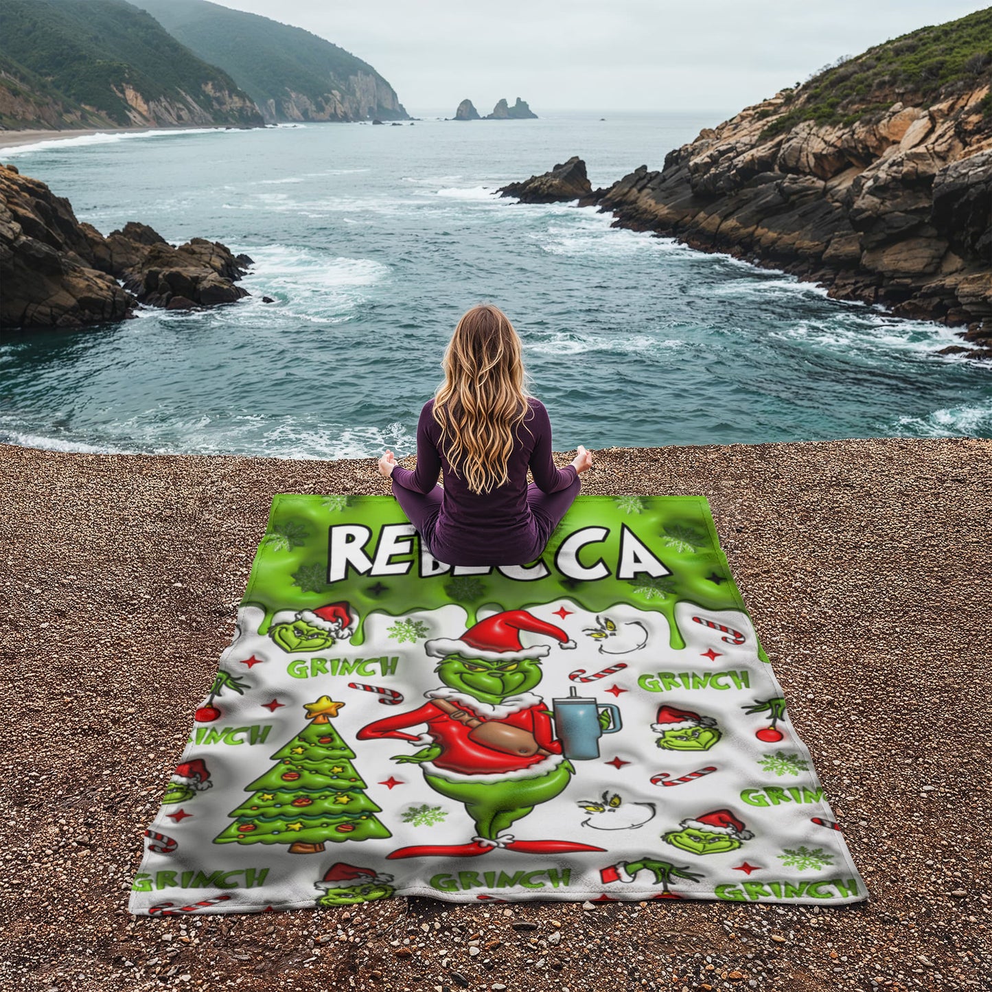 Custom Name Grinch Blanket Coral Fleece
