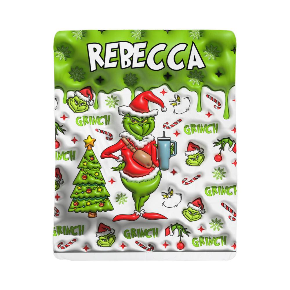 Sherpa Fleece Grinch Custom Name Blanket