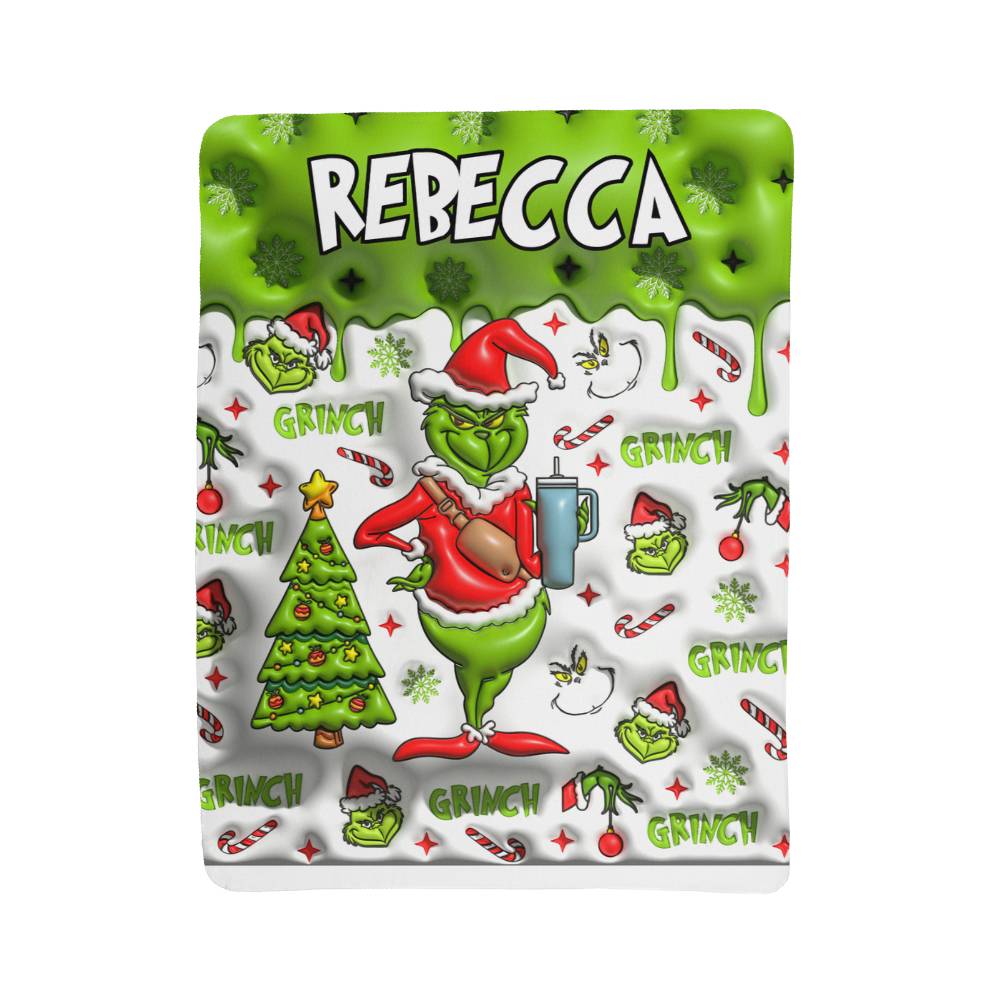Sherpa Fleece Grinch Custom Name Blanket