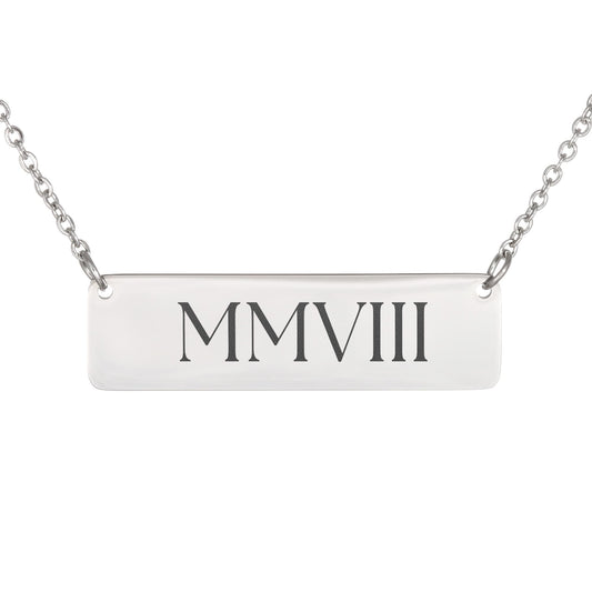Horizontal Necklace Roman Numerals