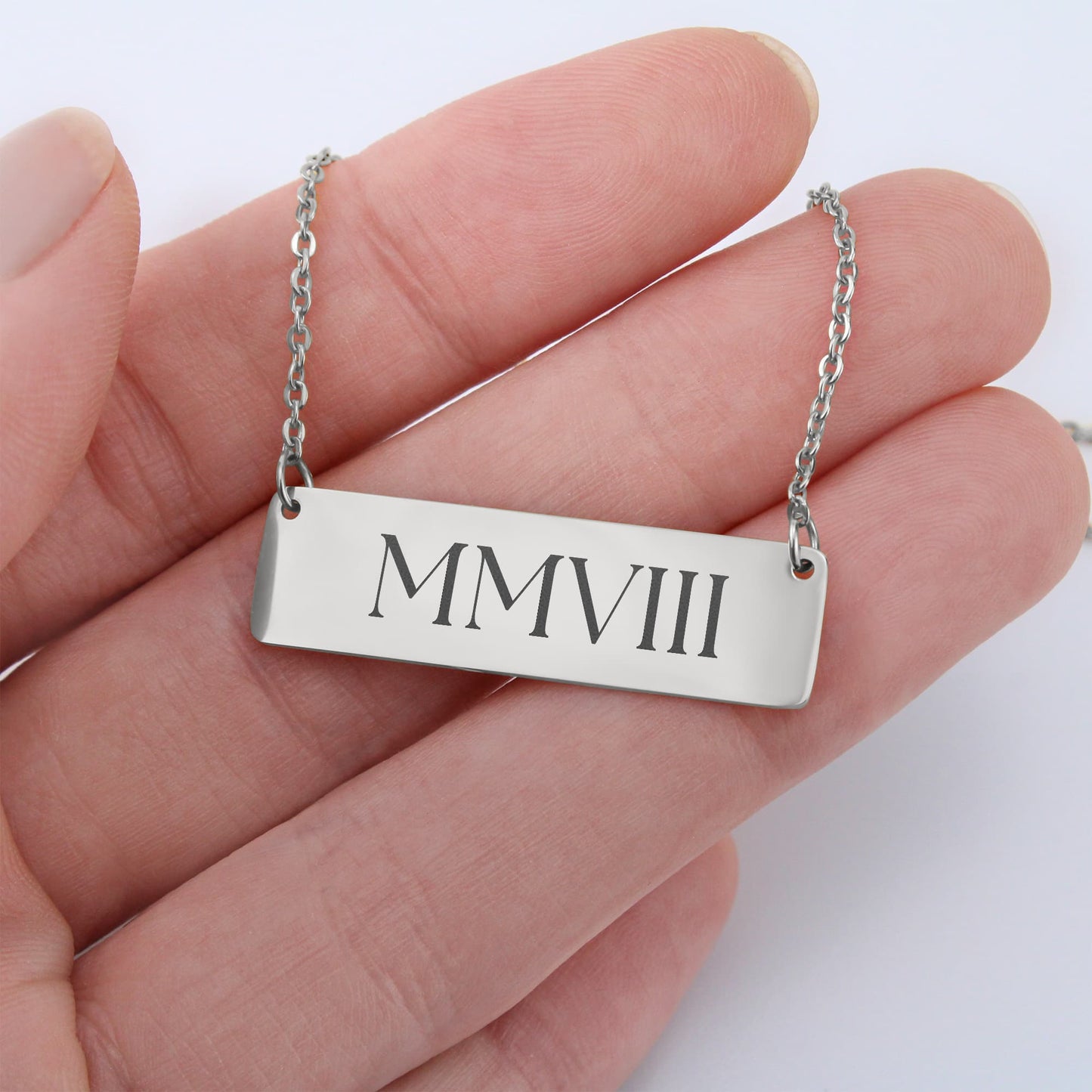 Horizontal Necklace Roman Numerals