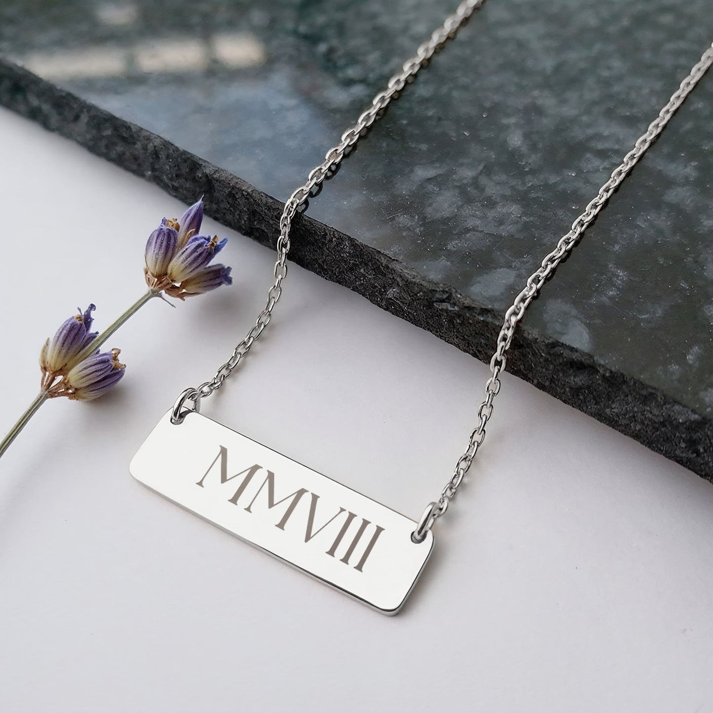 Horizontal Necklace Roman Numerals