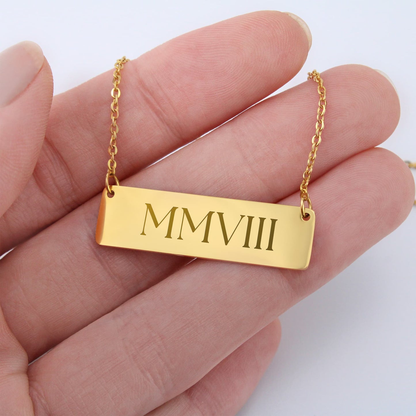 Horizontal Necklace Roman Numerals