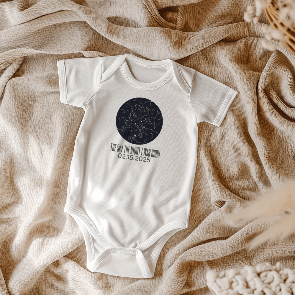 Celestial Night Sky Custom Date Baby Onesie
