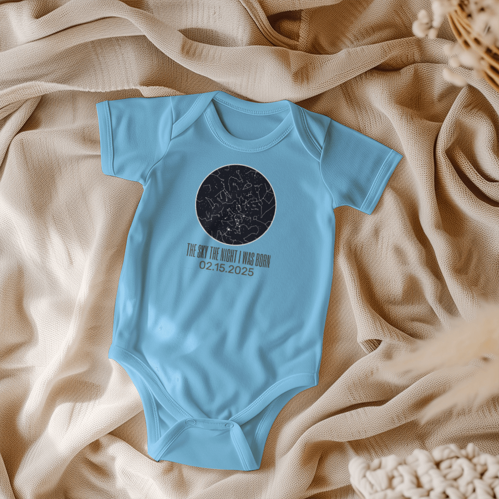 Celestial Night Sky Custom Date Baby Onesie
