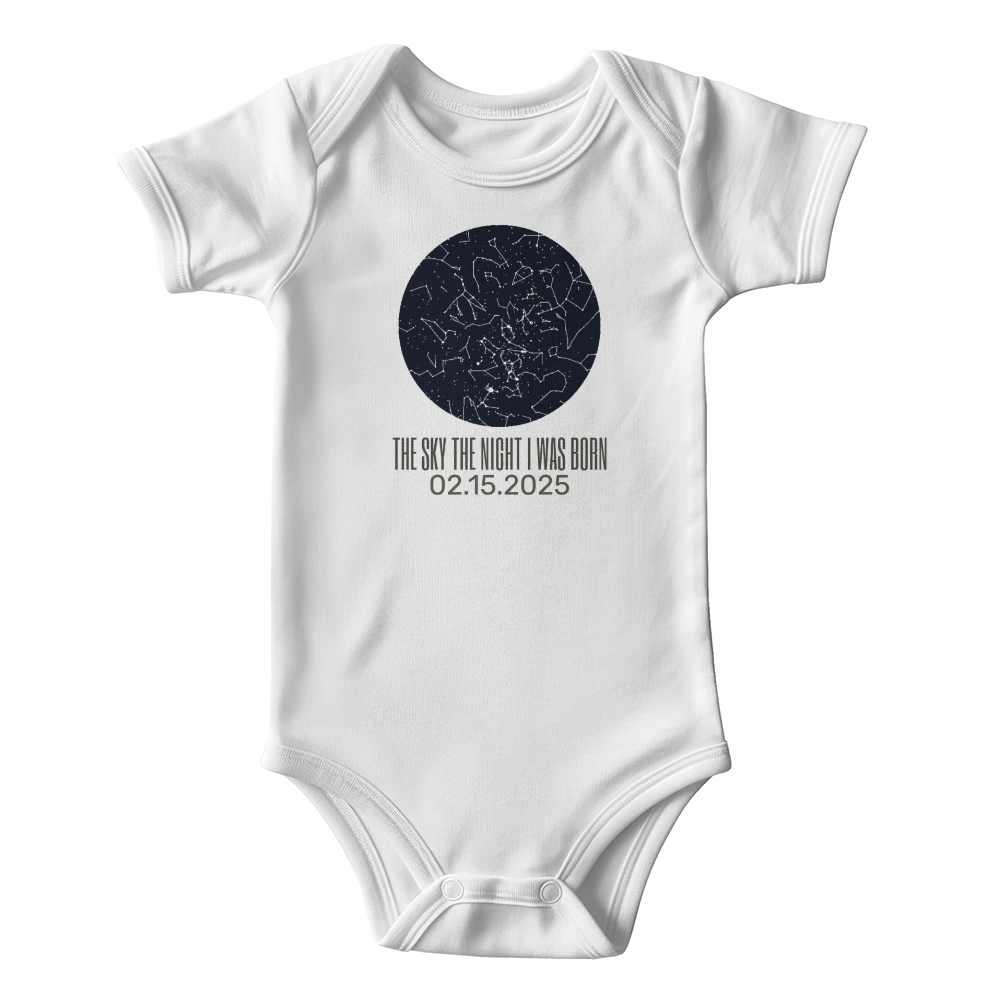 Celestial Night Sky Custom Date Baby Onesie