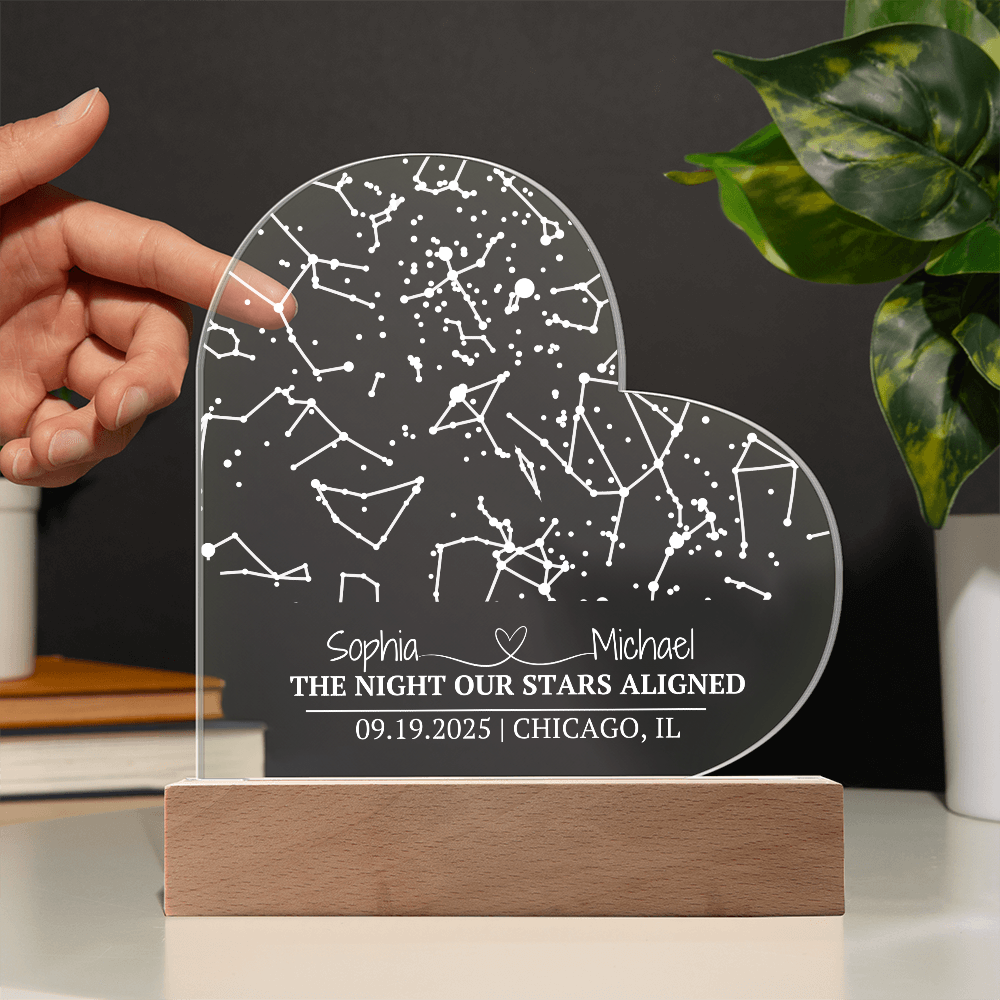 Night Our Stars Aligned Heart Acrylic Plaque