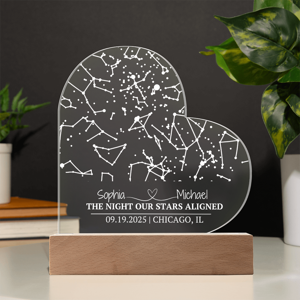 Night Our Stars Aligned Heart Acrylic Plaque