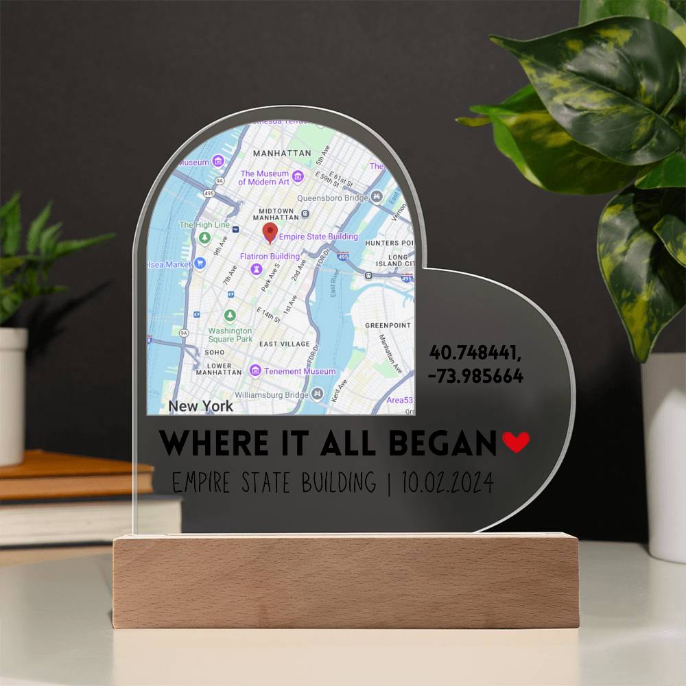 Custom Map Heart Acrylic