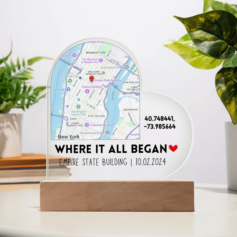 Custom Map Heart Acrylic