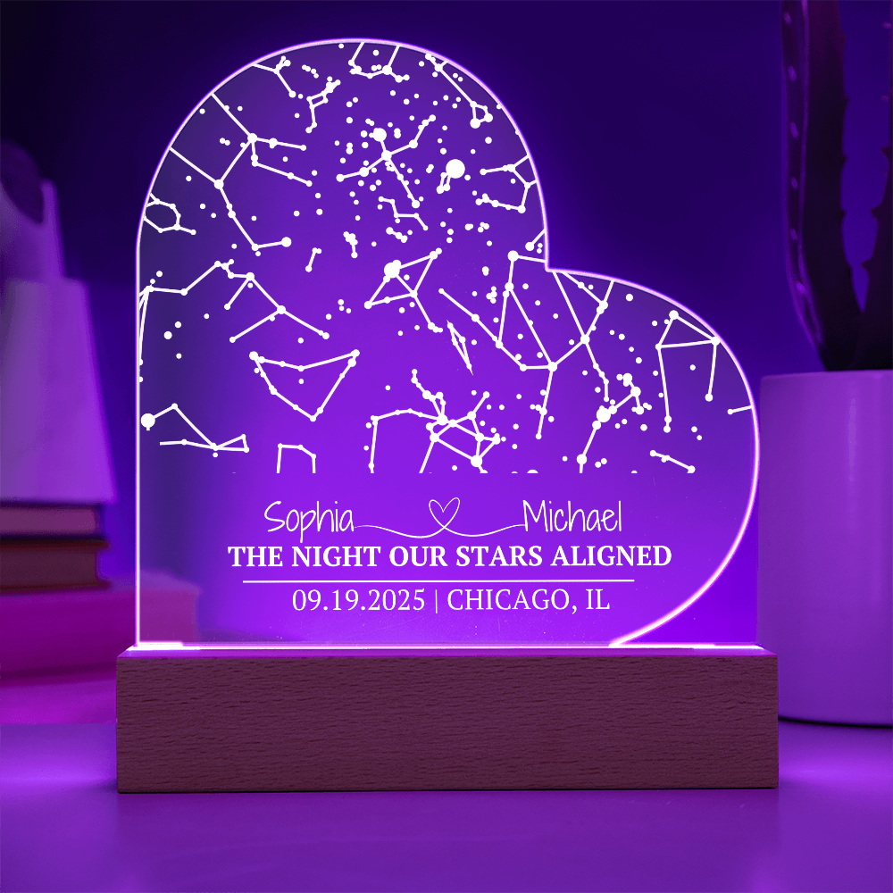 Night Our Stars Aligned Heart Acrylic Plaque