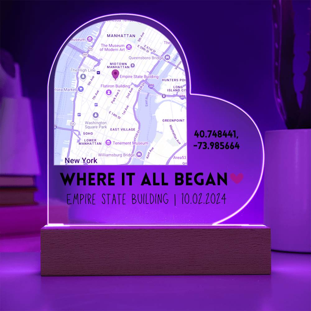 Custom Map Heart Acrylic