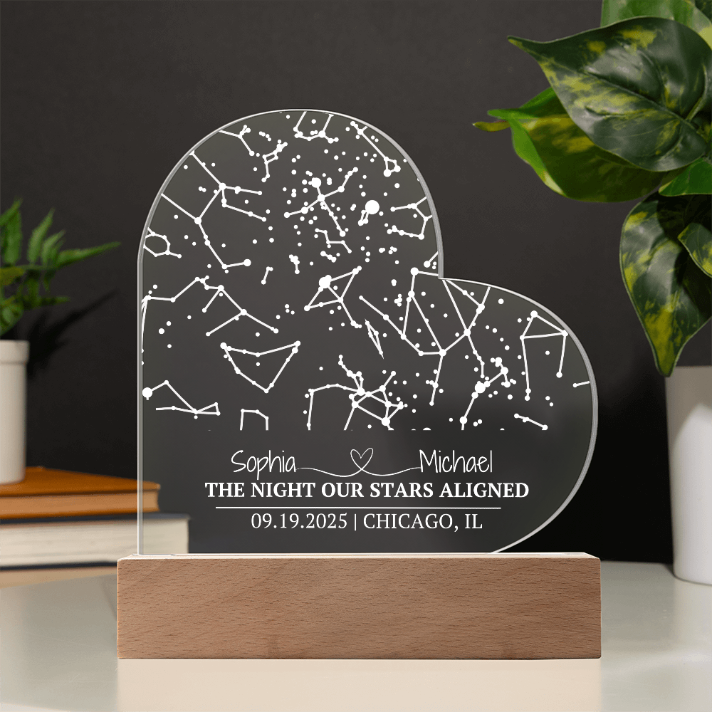 Night Our Stars Aligned Heart Acrylic Plaque