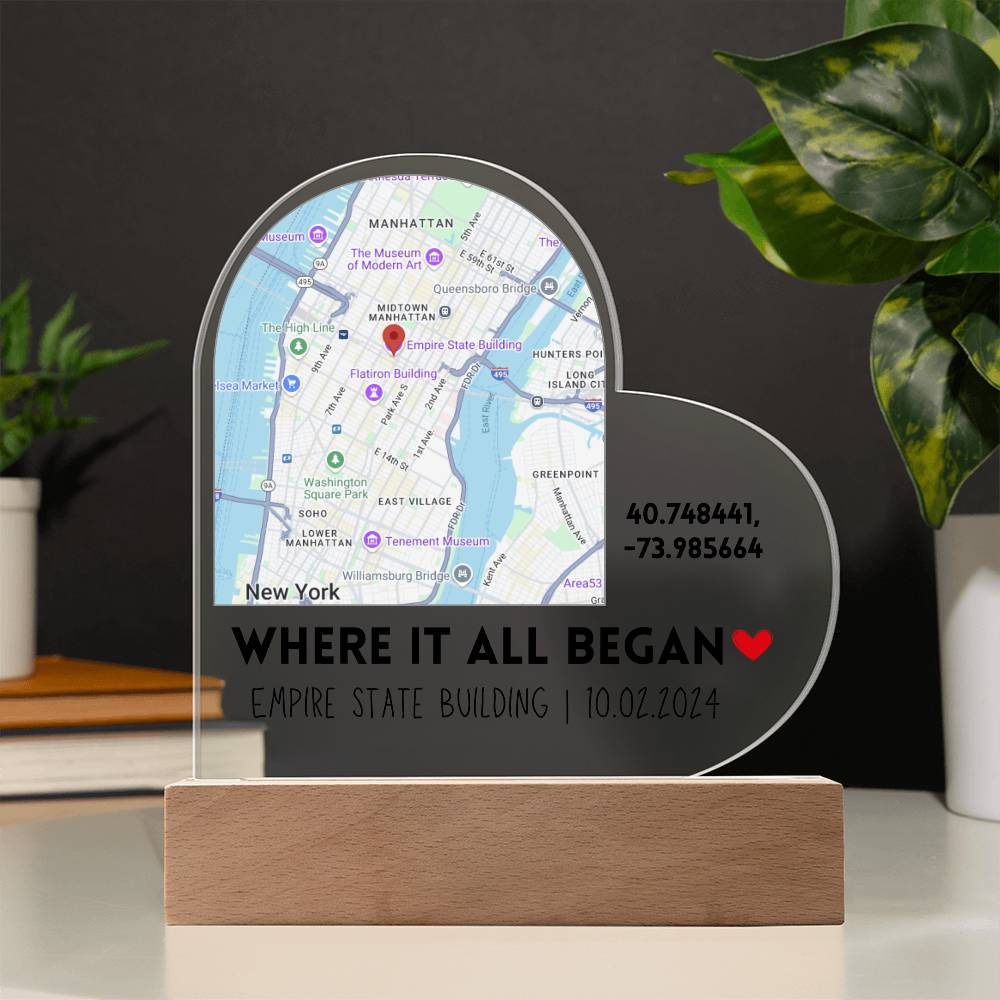 Custom Map Heart Acrylic