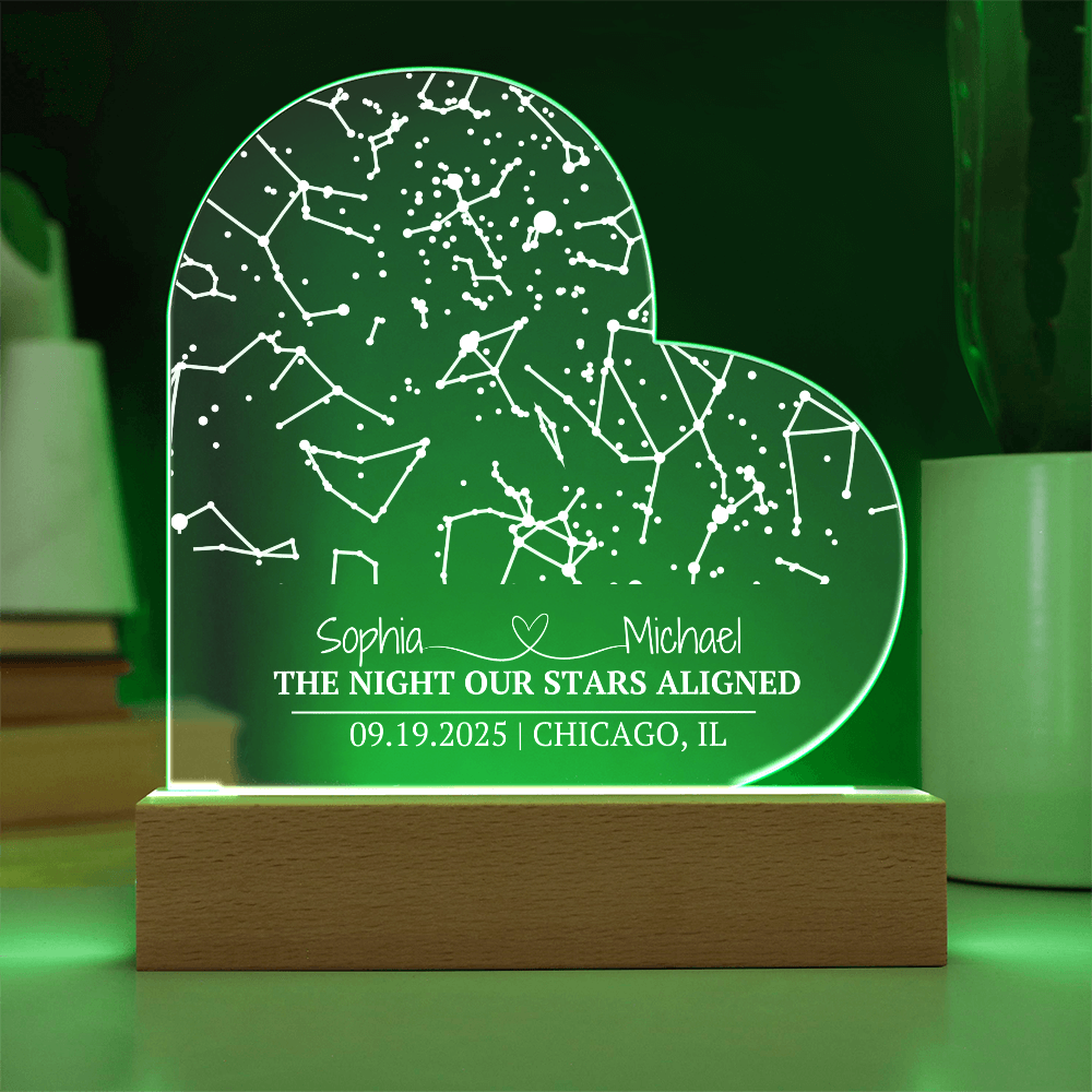 Night Our Stars Aligned Heart Acrylic Plaque