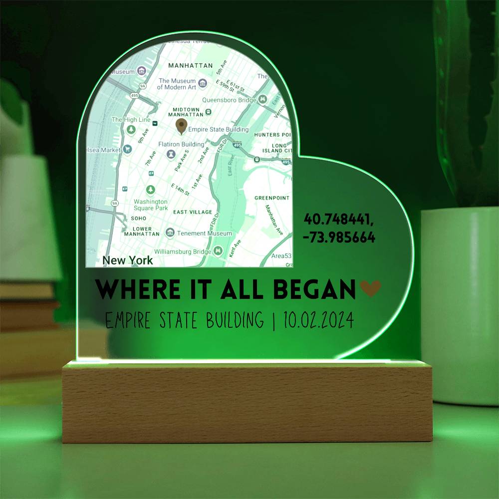 Custom Map Heart Acrylic
