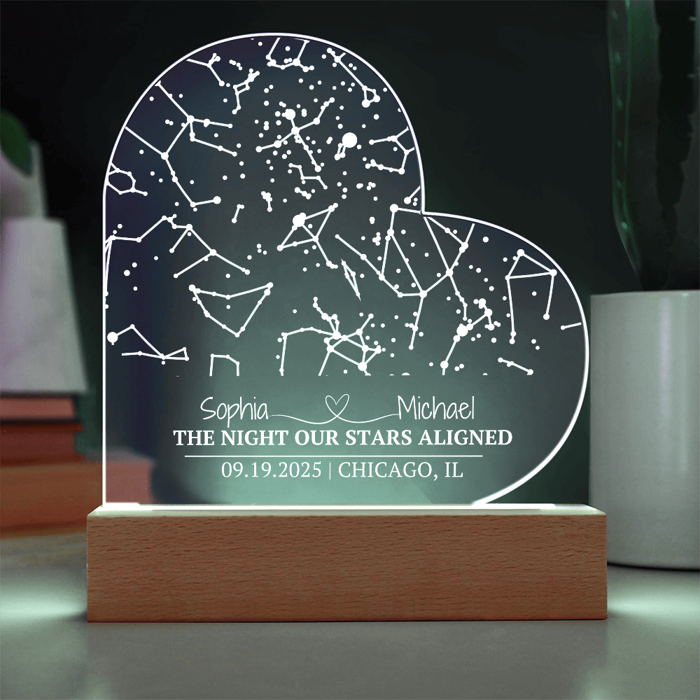 Night Our Stars Aligned Heart Acrylic Plaque