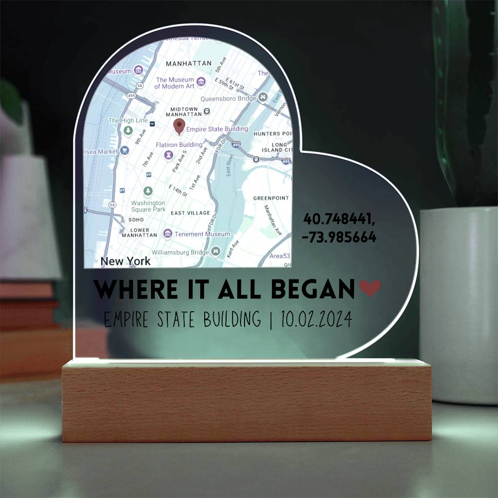 Custom Map Heart Acrylic