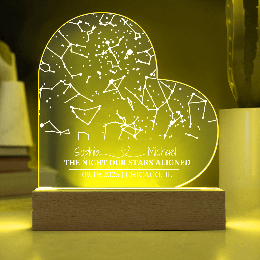 Night Our Stars Aligned Heart Acrylic Plaque