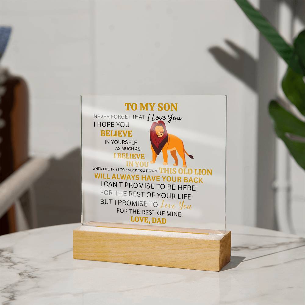 This Old Lion Acrylic Plaque, Gift From Dad For Son, Newborn Birthday Graduation Gift for Him, Personalized Message Acrylic Sign From Dad