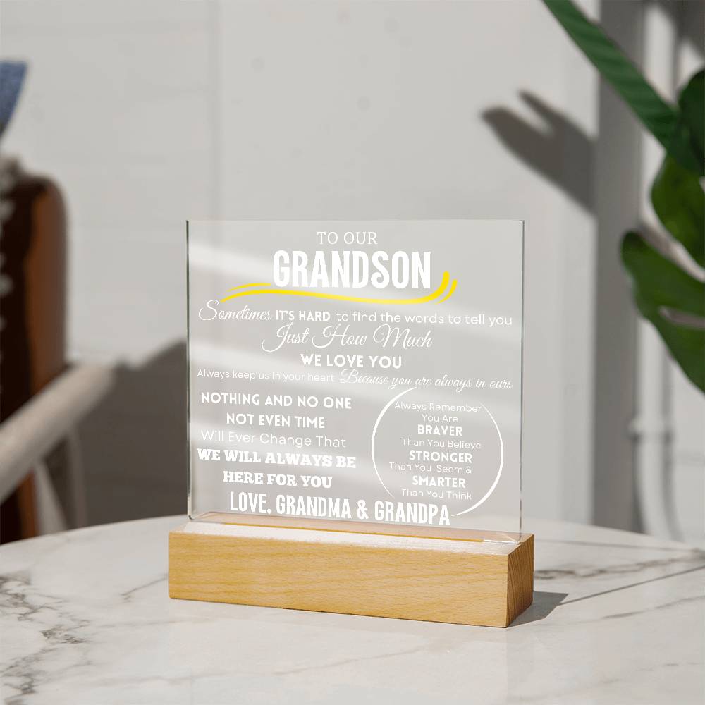 To Our Grandson Acrylic Plaque Transparent