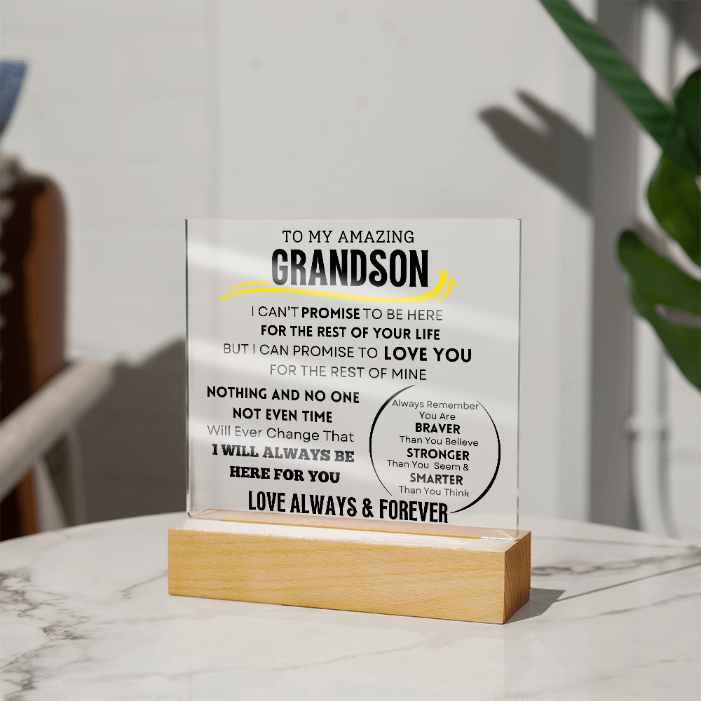 To My Grandson Acrylic LED Light Plaque