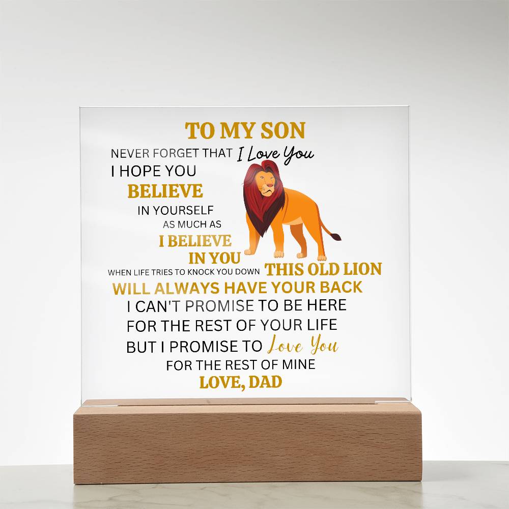 This Old Lion Acrylic Plaque, Gift From Dad For Son, Newborn Birthday Graduation Gift for Him, Personalized Message Acrylic Sign From Dad
