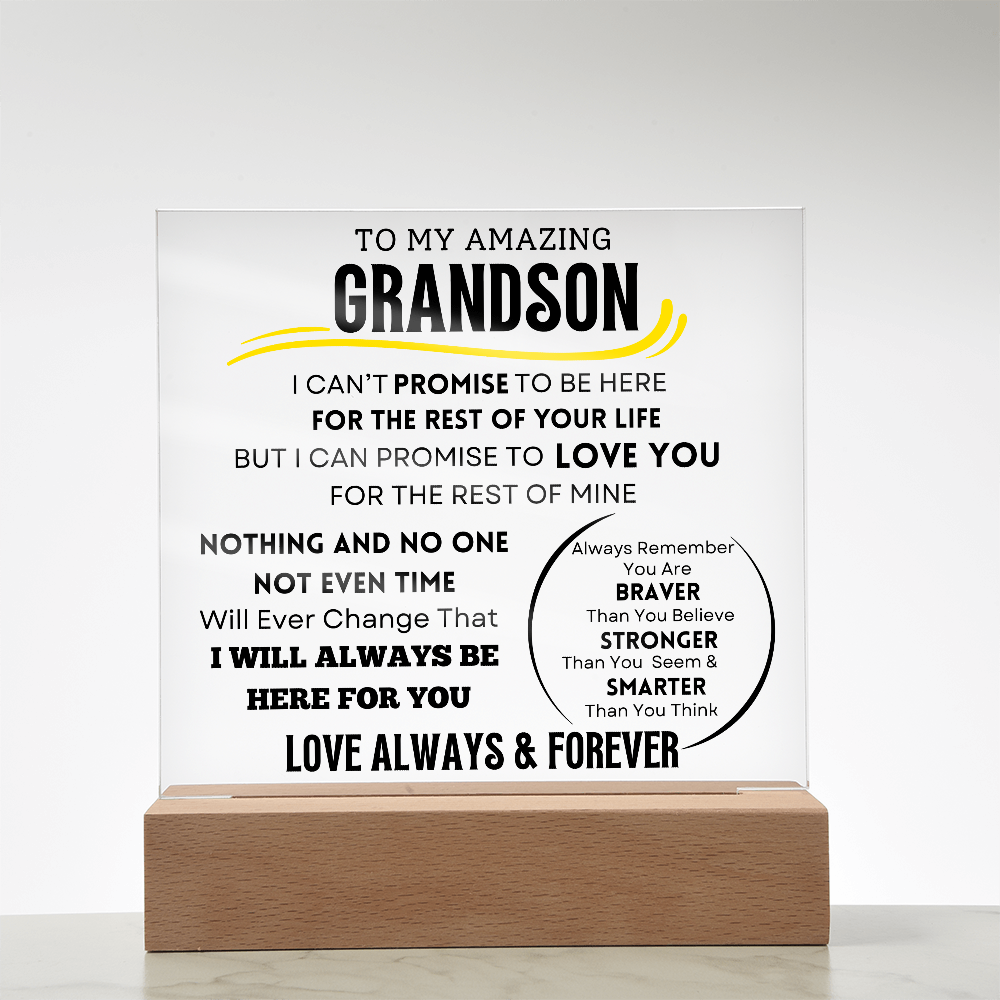 To My Grandson Acrylic LED Light Plaque