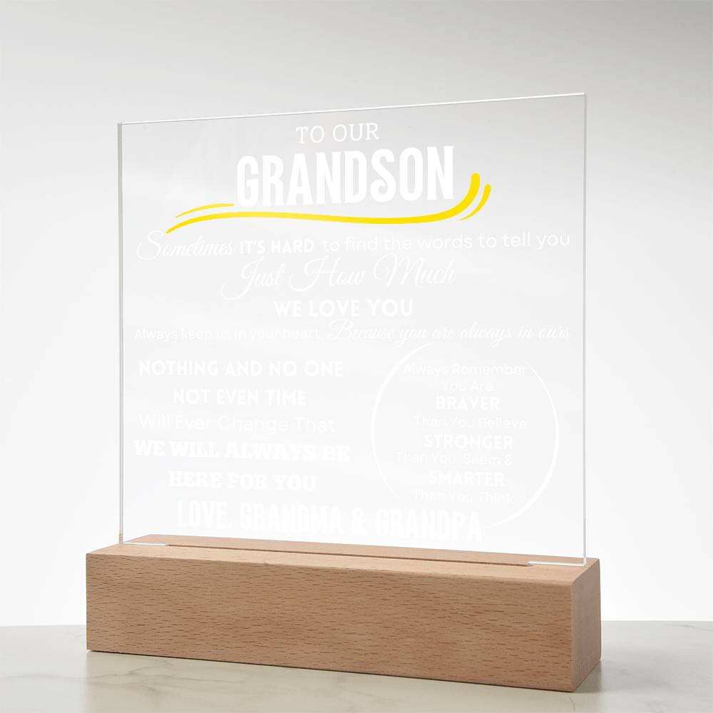 To Our Grandson Acrylic Plaque Transparent