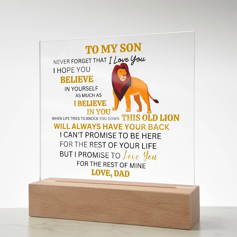 This Old Lion Acrylic Plaque, Gift From Dad For Son, Newborn Birthday Graduation Gift for Him, Personalized Message Acrylic Sign From Dad