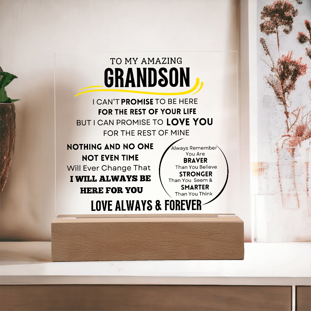 To My Grandson Acrylic LED Light Plaque